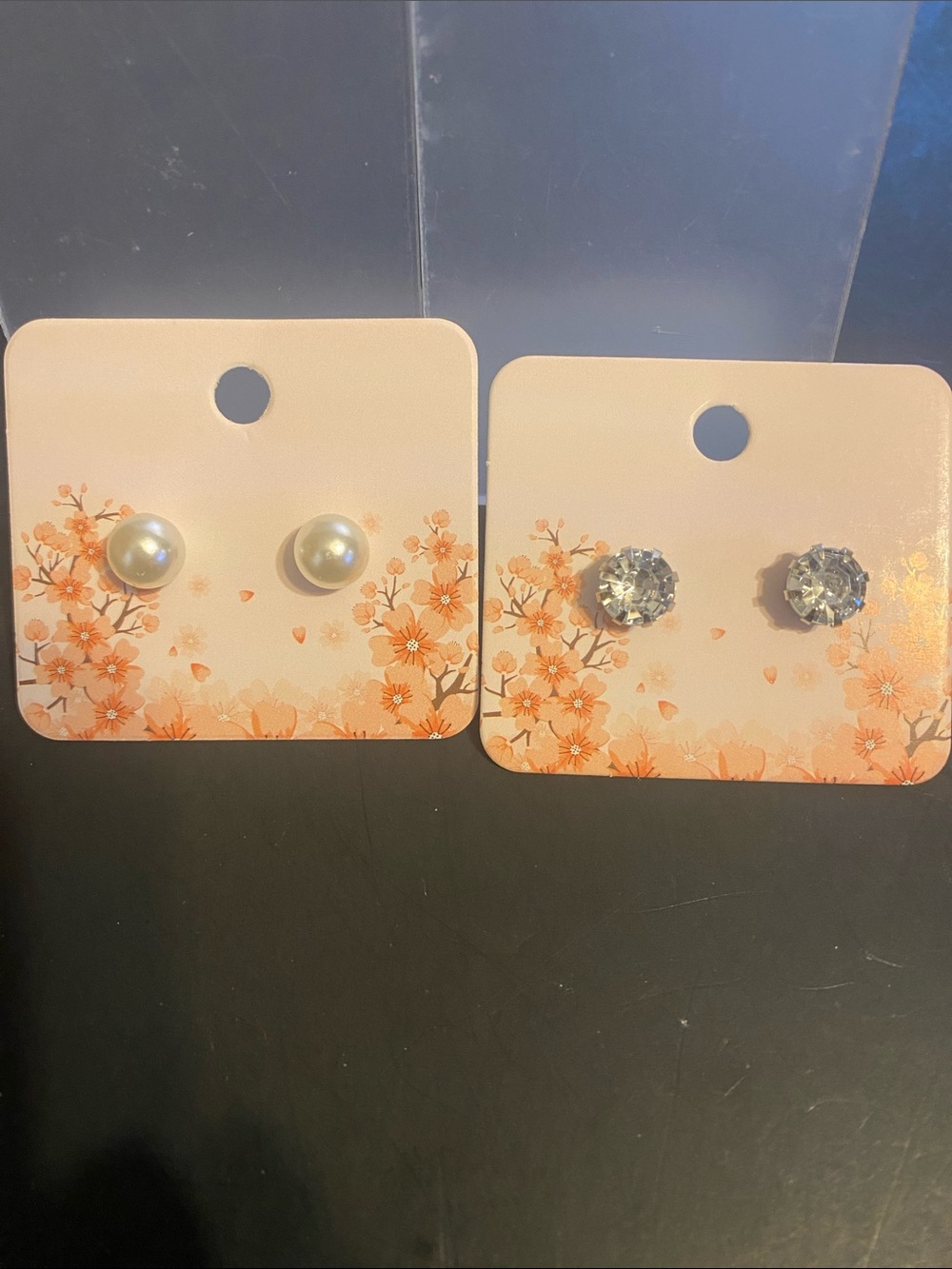 Fashion Jewelry Pearl and Crystal Stud Earring Set - White and Clear
